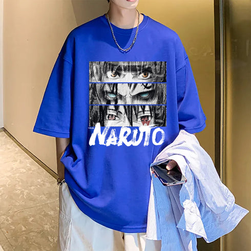 Oversized Naruto Tee: Black, Loose Fit, Anime Graphic