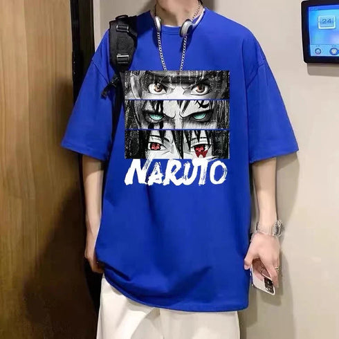 Oversized Naruto Tee: Black, Loose Fit, Anime Graphic