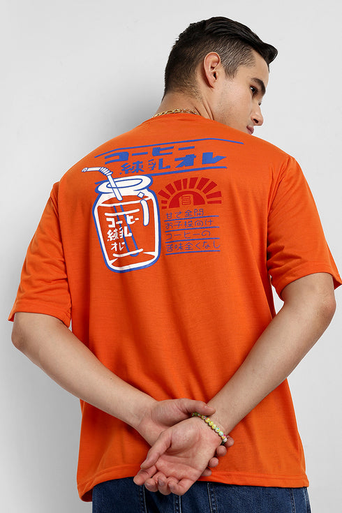 Orange Anime Back Printed Oversized T shirt for Men