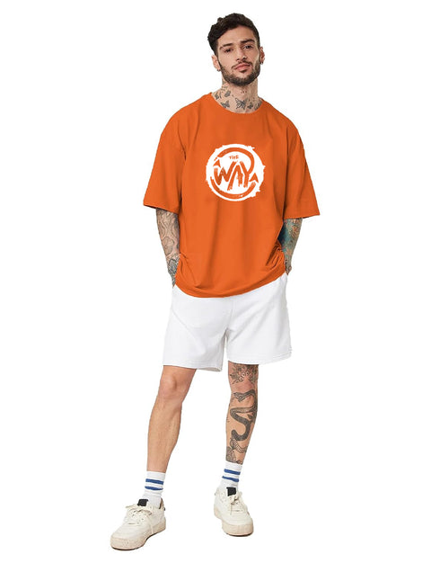 Trendy Orange Oversized T-Shirt for Men