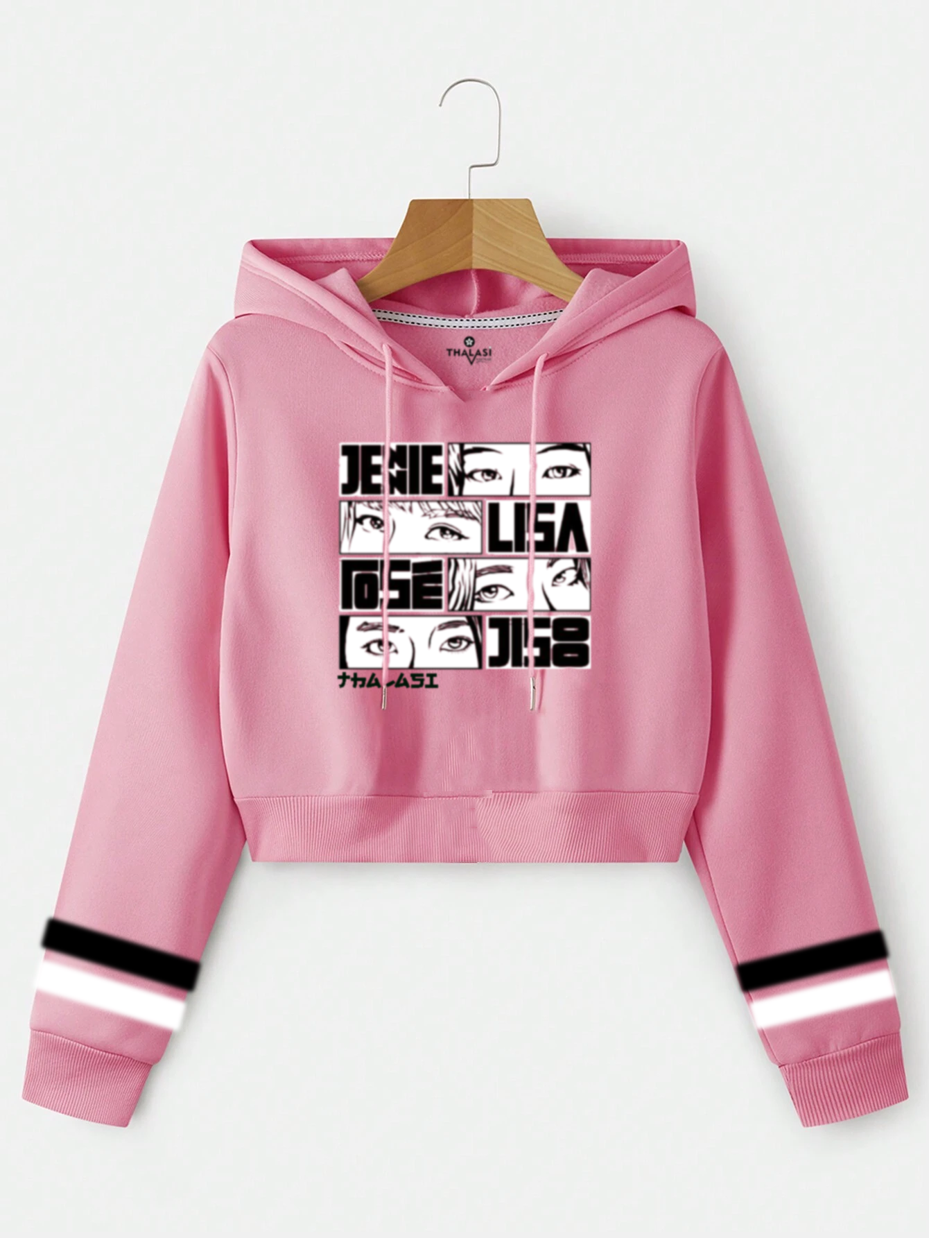 Crop top 2024 pink hoodie