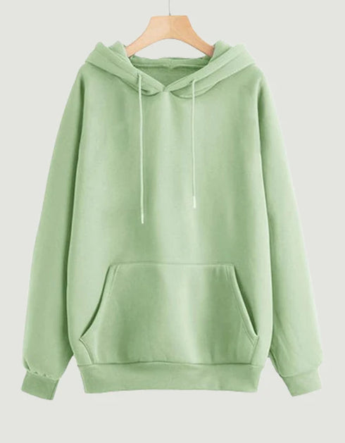 Women's Green Solid Hoodie – Embrace a Fusion of Comfort and Fashion.