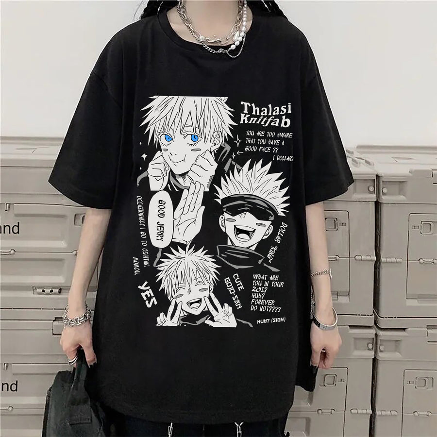 Anime Tshirt : Korean Jujutsu Kaisen Oversized T shirt for Women