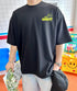 Music Back Printed Black Oversized T-shirts for Mens