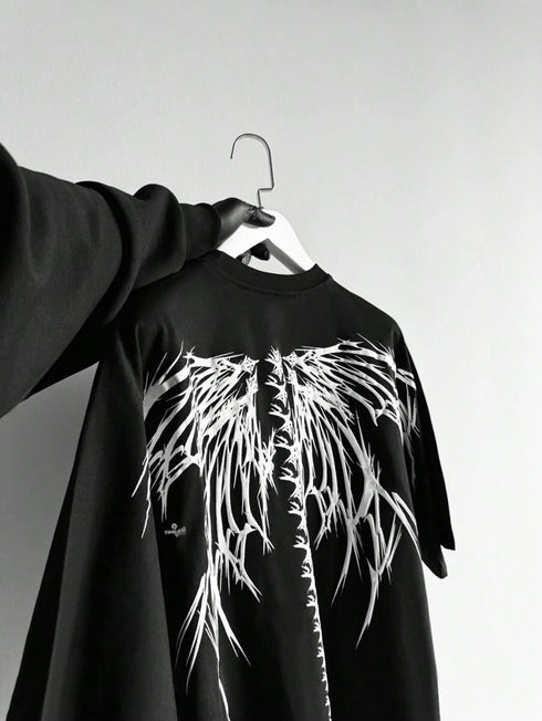 THALASI Men Cotton Wings Printed Aesthetic Oversized Tshirt for Men