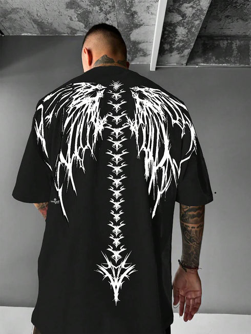 THALASI Men Cotton Wings Printed Aesthetic Oversized Tshirt for Men