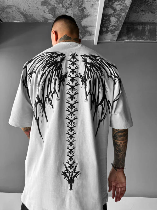THALASI Men Cotton Wings Printed Aesthetic Oversized Tshirt for Men