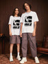 Oversized White Anime Printed Couple T shirts