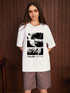 Oversized White Anime Printed Couple T shirts