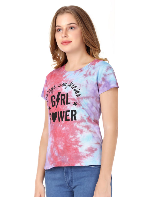 Women Cotton Tie Dye T-shirt For Women - Pink T-shirt