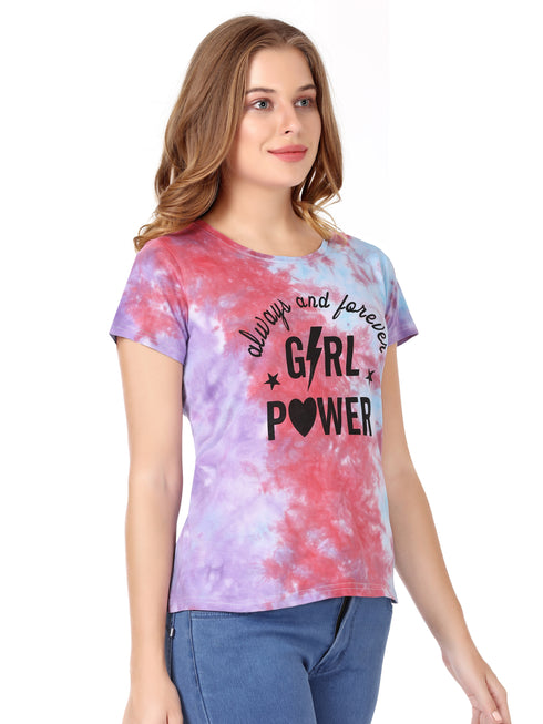 Women Cotton Tie Dye T-shirt For Women - Pink T-shirt