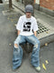 Men White Anime Oversized Baggy Fit T-Shirt