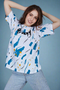 Oversized White Blue Drop Shoulder Stylish T shirts For Women Girls