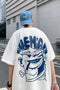 Korean Back Printed White Oversized T shirts for Men