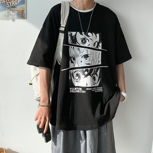 Black Anime Oversized T-shirt for Men