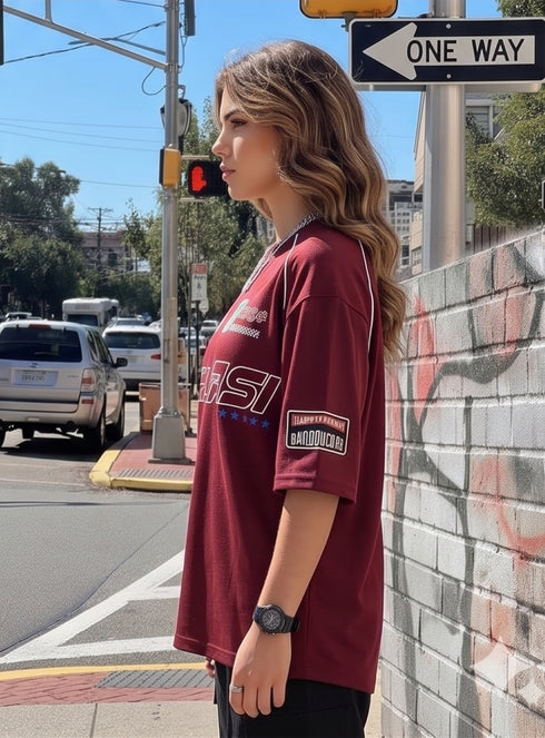 THALASI PIPING Oversized Graphic T-Shirt for Women