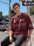 THALASI Men Cotton PIPING Printed Aesthetic Oversized Tshirt for Men