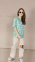 Korean Print : Light Blue Oversized Tshirts for Womens