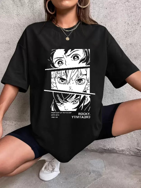 Aesthetic Anime Printed Oversized T-shirt for Women